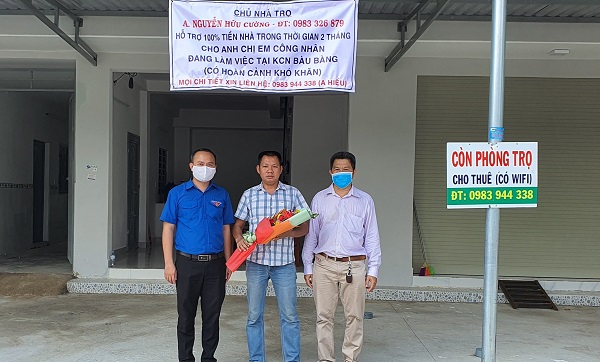 Chủ nhà trọ miễn giảm 100% tiền phòng cho thanh niên công nhân, người lao động xa quê tại huyện Bàu Bàng