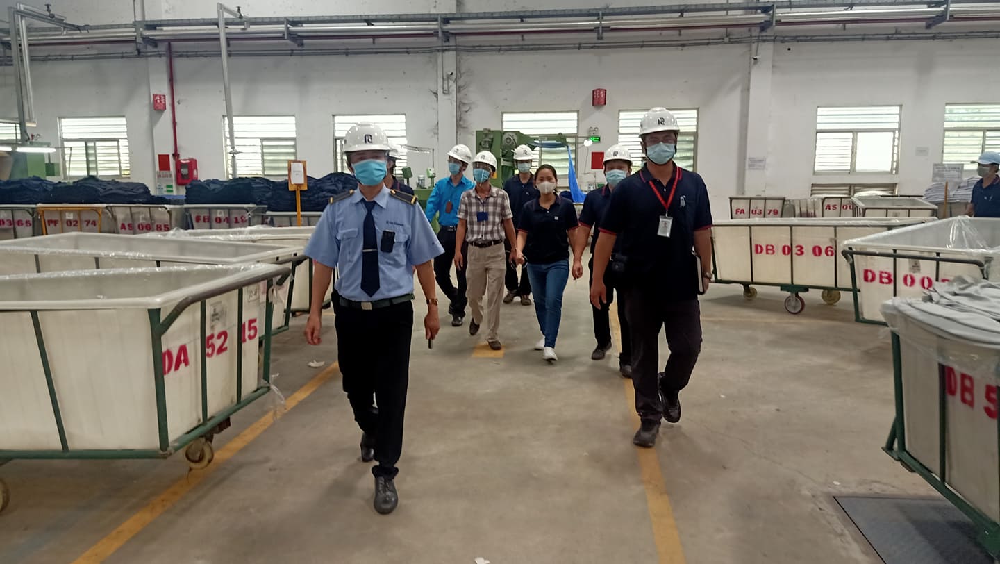 Đoàn kiểm tra liên ngành huyện Bàu Bàng kiểm tra công tác phòng, chống Covid-19 trong Doanh nghiệp tại Công ty TNHH Polytex Far Eastern (Việt Nam) và Công ty TNHH sản xuất An Việt