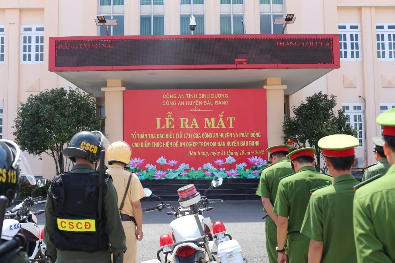 Công an huyện Bàu Bàng ra mắt tổ tuần tra đặc biệt (gọi tắt là tổ 171)