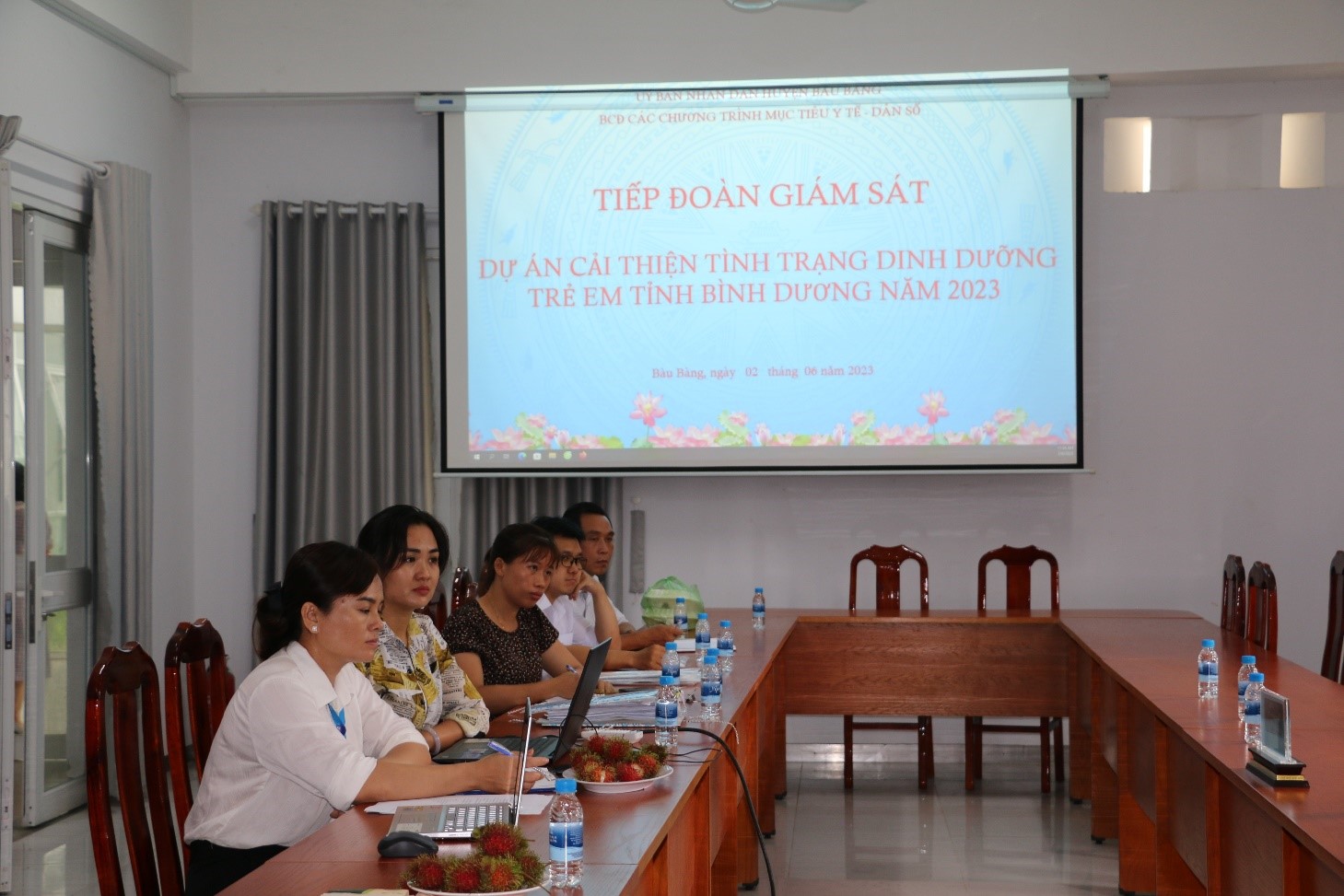 Giám sát các hoạt động của Dự án cải thiện dinh dưỡng trẻ em năm 2023 tại huyện Bàu Bàng.