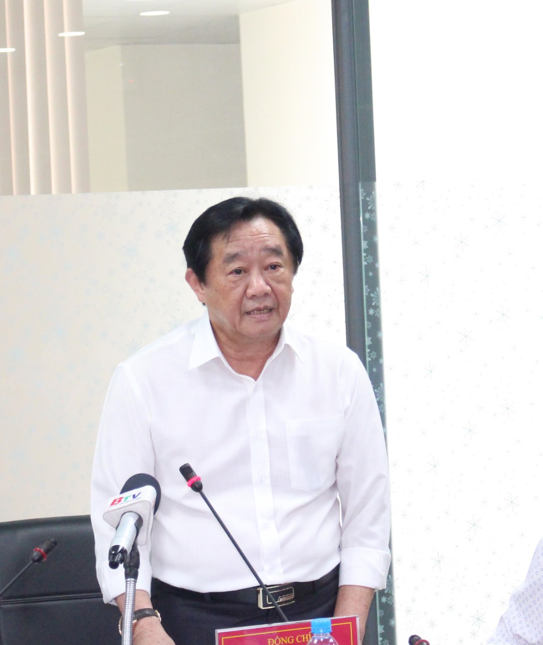 Đồng chí Nguyễn Hoàng Thao - Phó Bí thư Thường trực Tỉnh ủy phát biểu tại buổi thăm và làm viêc.