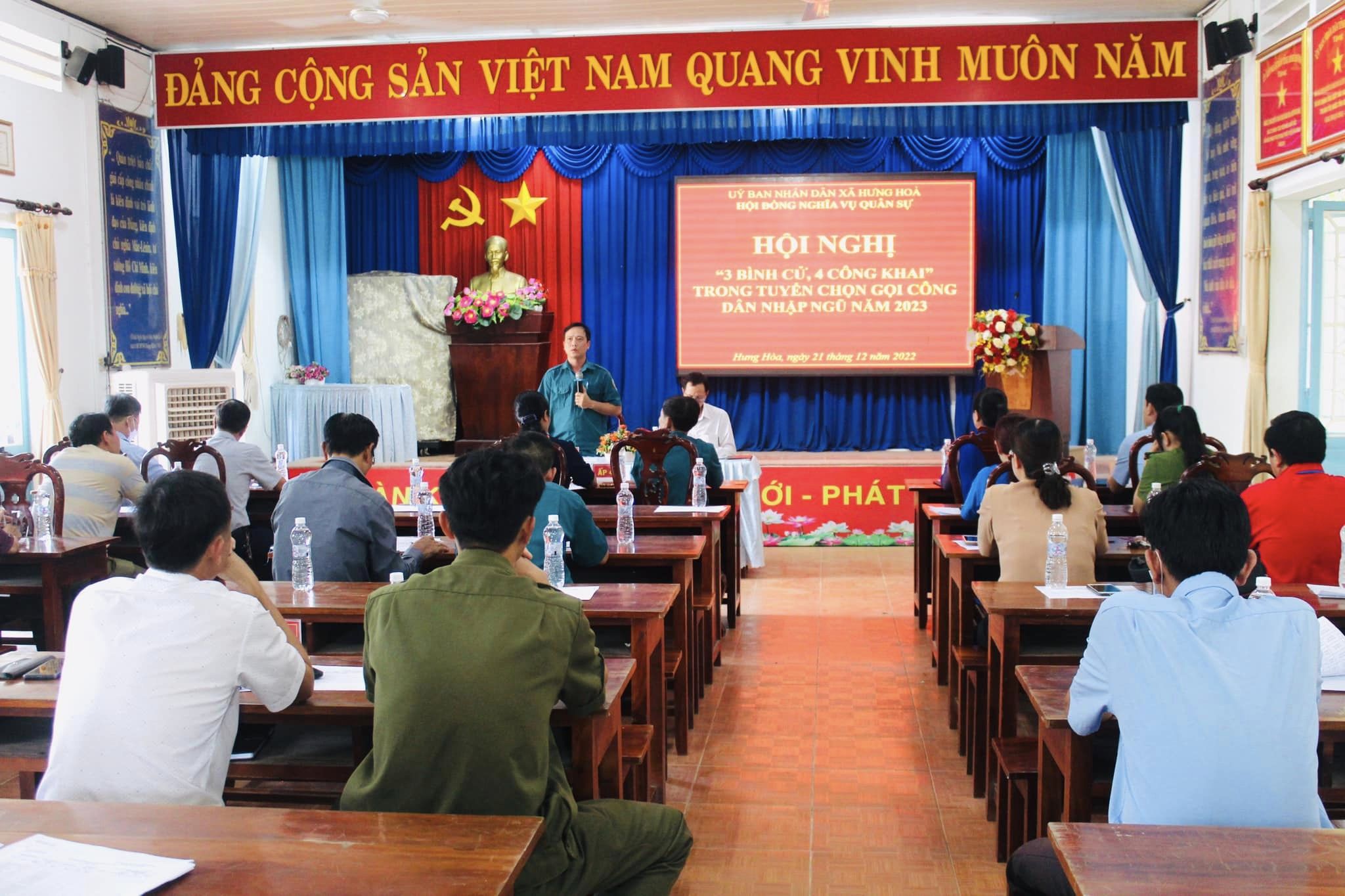 Hội đồng NVQS xã Hưng Hòa tổ chức “3 bình cử, 4 công khai” nguồn thanh niên sẵn sàng nhập ngũ năm 2023.