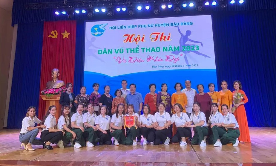 Hội LHPN thị trấn Lai Uyên tham gia hội thi Dân Vũ thể thao Huyện Bàu Bàng năm 2023