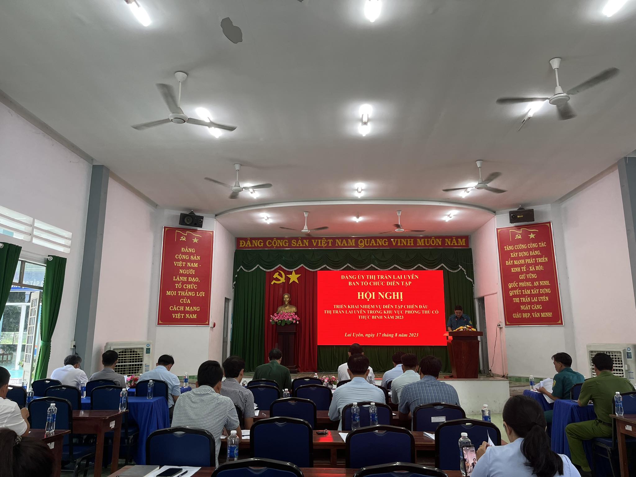 Thị trấn Lai Uyên tổ chức hội nghị triển khai công tác chuẩn bị diễn tập chiến đấu phòng thủ năm 2023