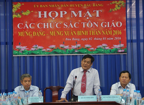 Hội nghị họp mặt các vị chức sắc tôn giáo huyện Bàu Bàng năm 2016