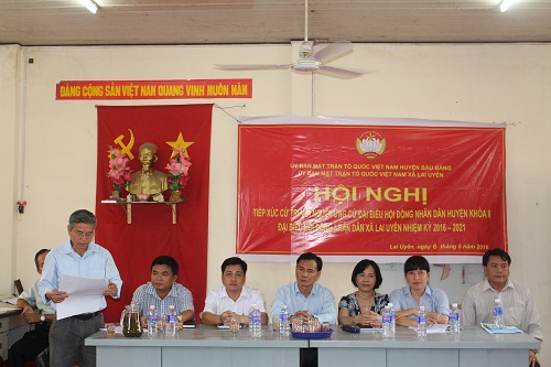 Tiếp xúc cử tri với người ứng cử Đại biểu HĐND huyện, xã nhiệm kỳ 2016-2021 tại ấp Xà Mách, xã Lai Uyên